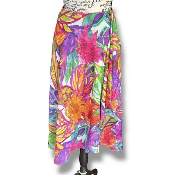 Lauren Ralph Lauren Dresses & Skirts - Ralph Lauren Size 6 Colorful Floral Asymmetrical Midi Skirt Tropical Vacation